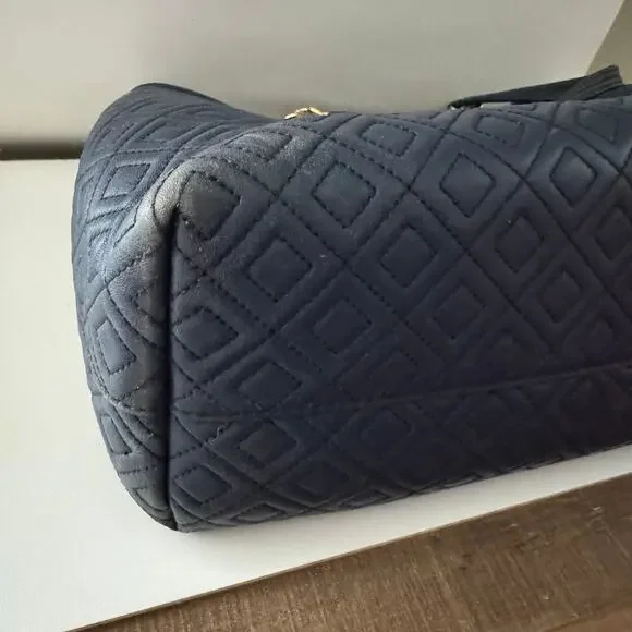 TORY BURCH Navy Blue Fleming Triple Compartment Leather Tote - Picture 15 of 15